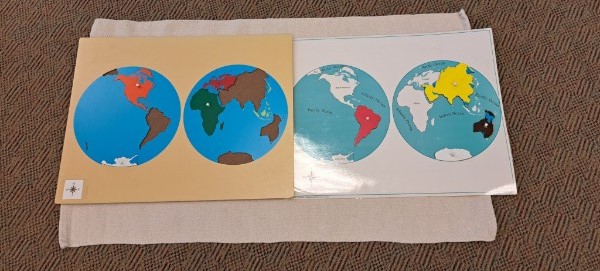 A display showing the continets of the world.